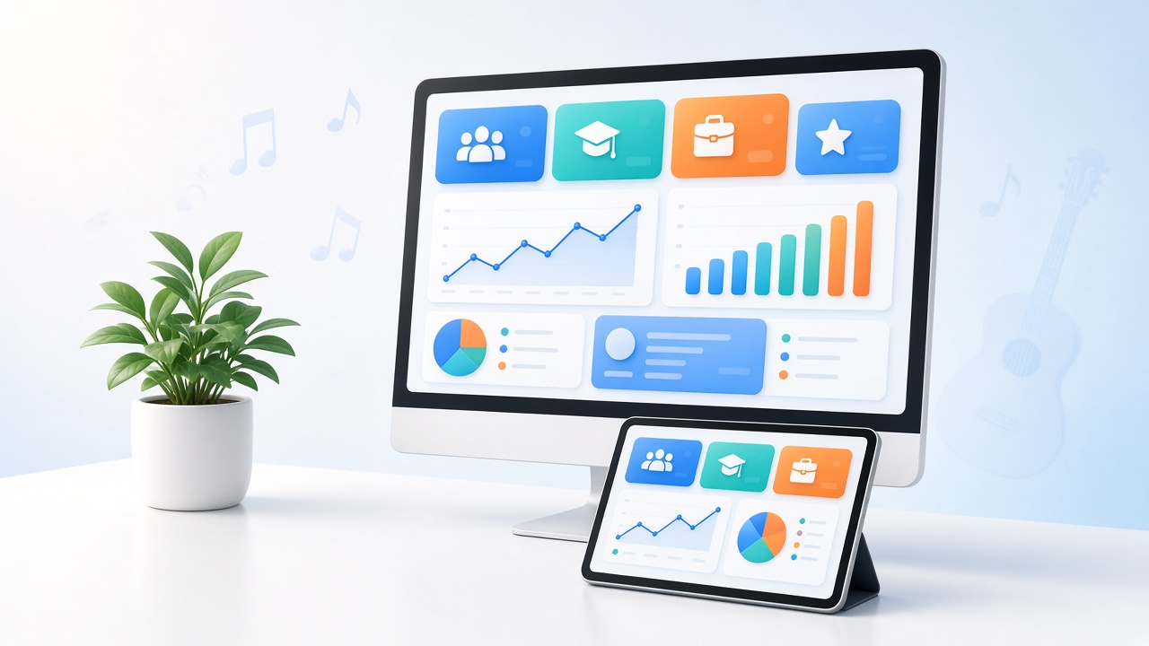 Dashboard com indicadores da escola